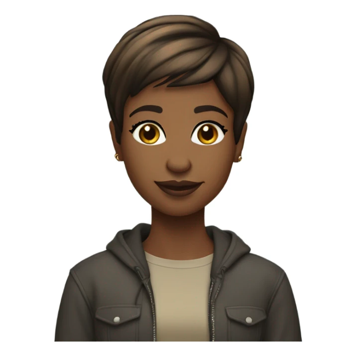 pretty pixie Short straight hair african american brunette ith laptop sticker