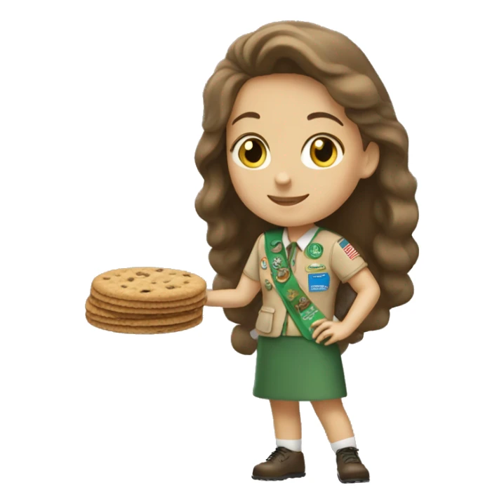 white girl scout selling cookie sticker