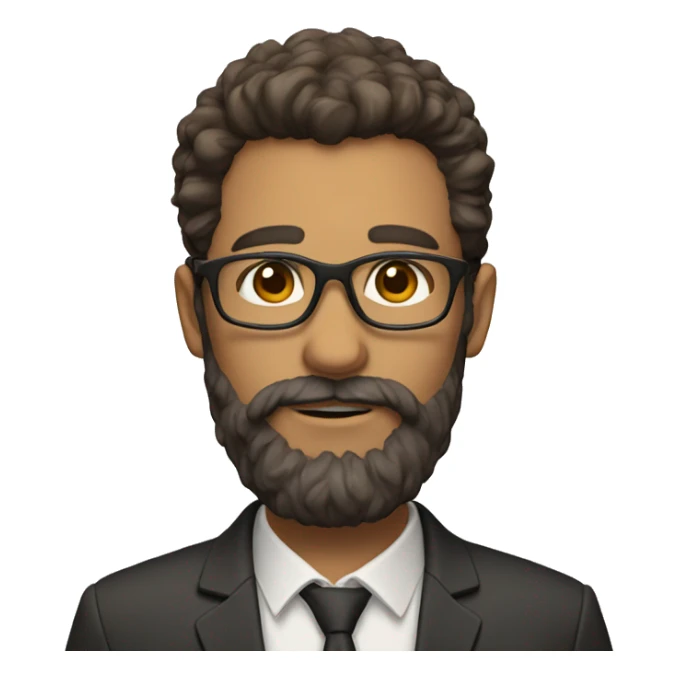 Teacher with glasses, beard, fluffy har and brown hair sticker