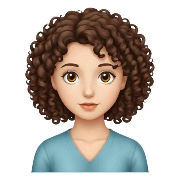 Brunette girl with curly hair and brown eyes sticker