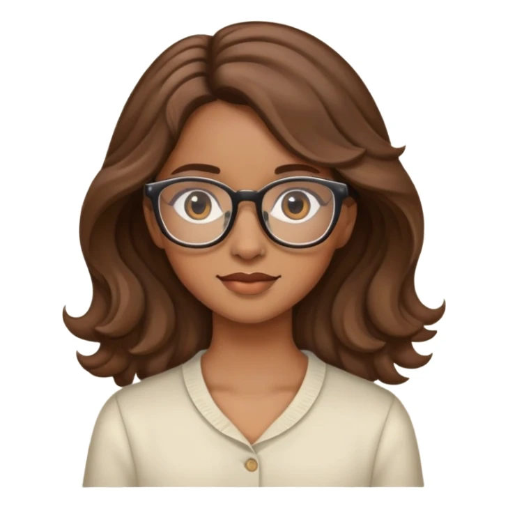 Girl with light brown skin, wavy hair and glasses sticker