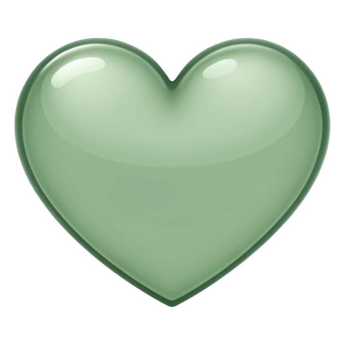 sage green heart with transparent bg without highlights, more thin and narrow, basically like this 🩷 shape sticker