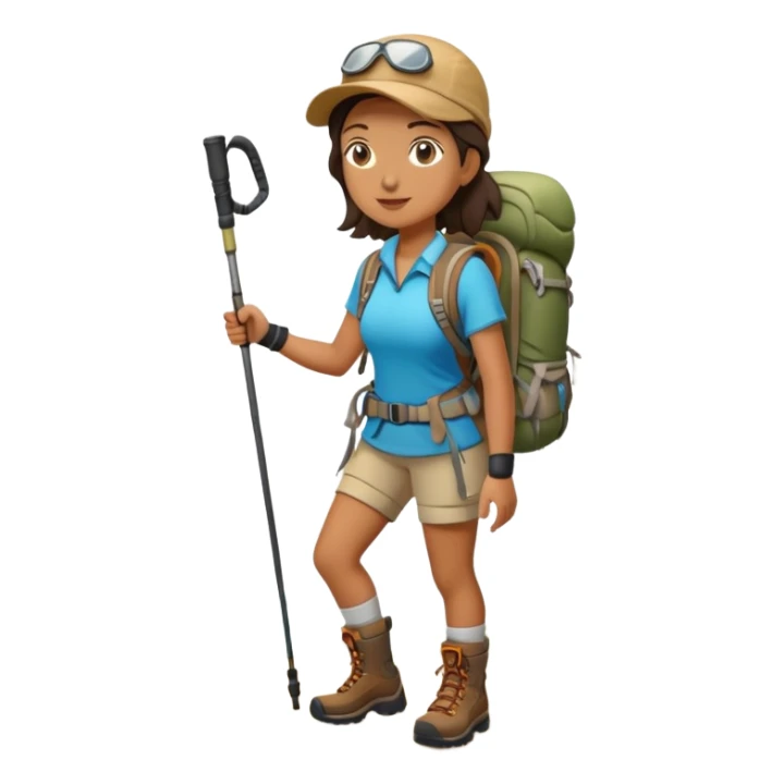 female hiker with backpack and hiking poles sticker
