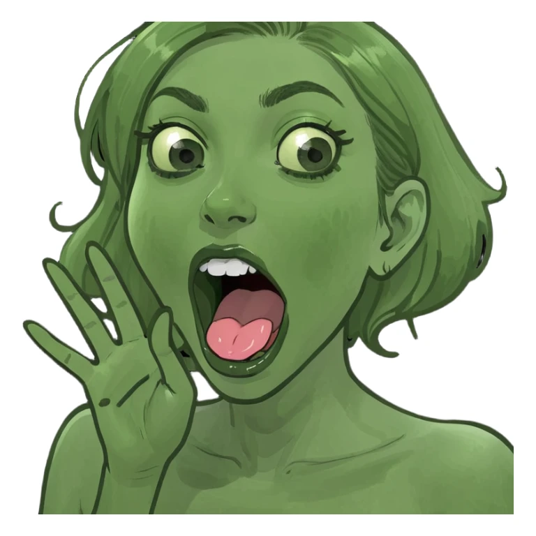 girl with hands on throat and tongue out  sticker