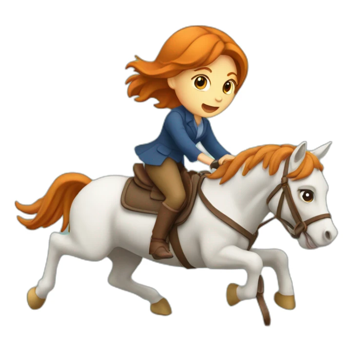Fille rousse sur un cheval qui saute un obstacle sticker