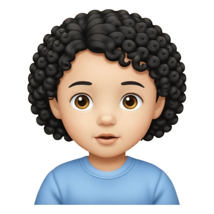 curly black hair baby sticker