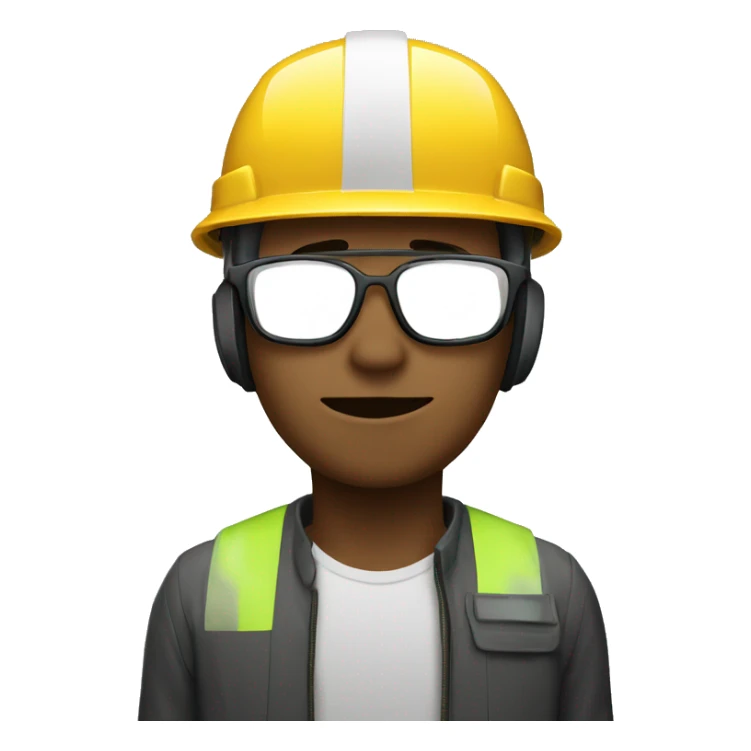 Young man wearing a safety helmet, earplugs and glases  sticker