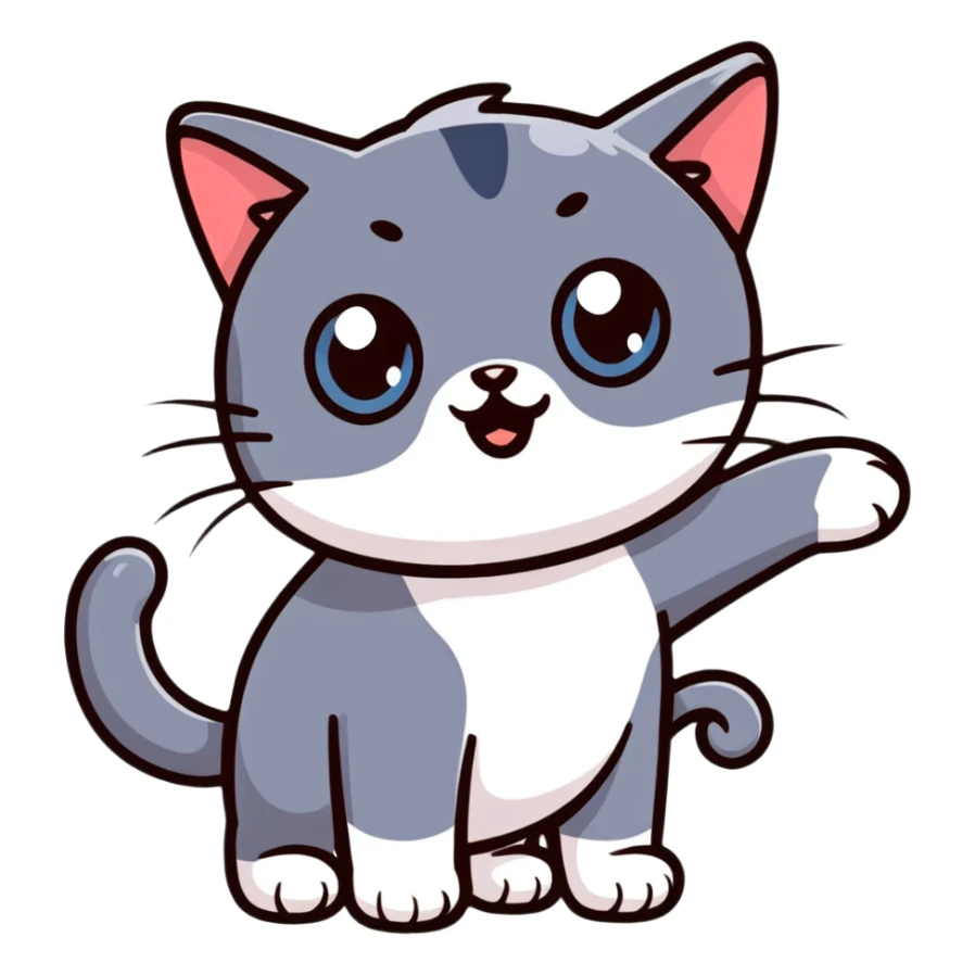 cute playful cat with big eyes sticker