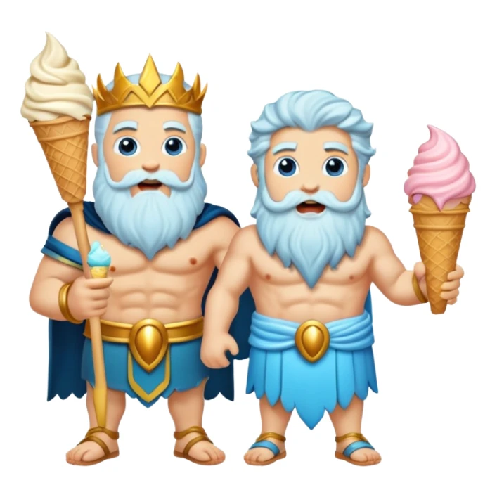 Zeus, Poseidon, and Hades happily eating ice cream sticker