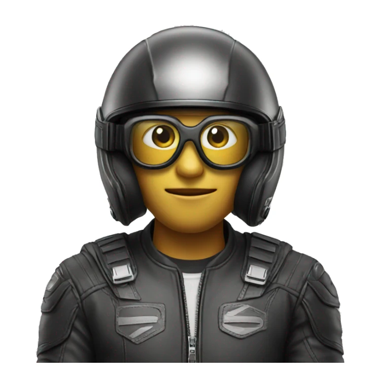Emoji wearing eyeglasses and cool motorcycle helmet sticker
