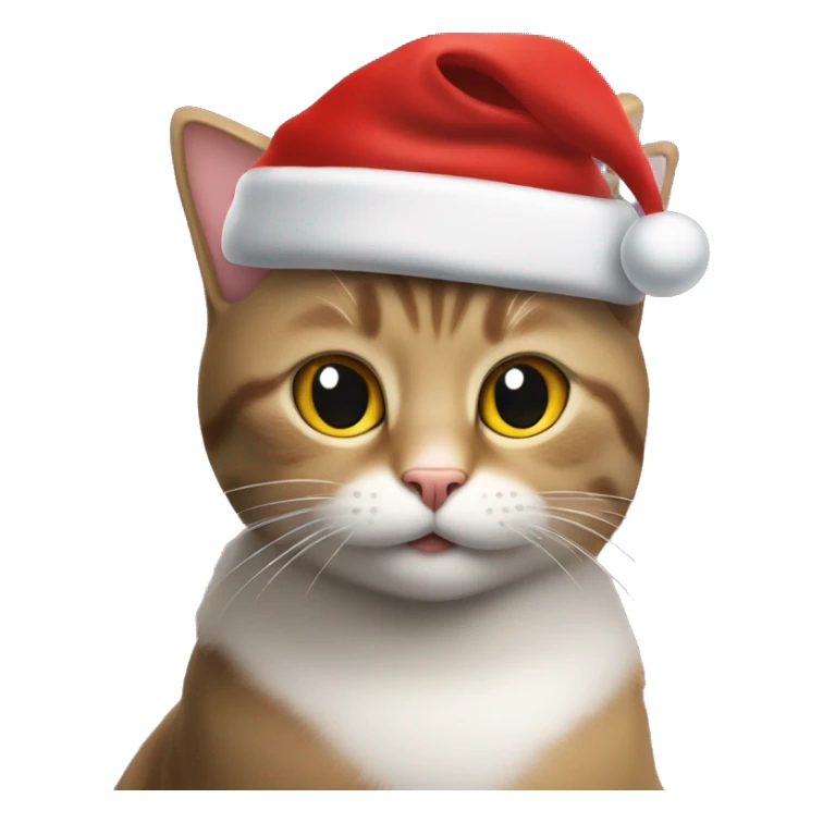 Cat with Santa hat on and Christmas tree lights around neck sticker