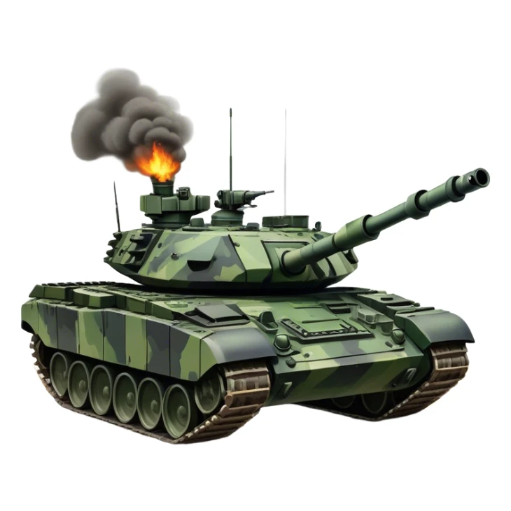 T-90M (2022) – Cinematic-realistic T-90M tank, its angular black and green camouflage slicing through a muddy battlefield. The reactive armor panels gleam under missile flashes, and its remote-controlled machine gun turret swivels as it advances through a smoldering village, leaving deep tracks in the scorched earth. sticker