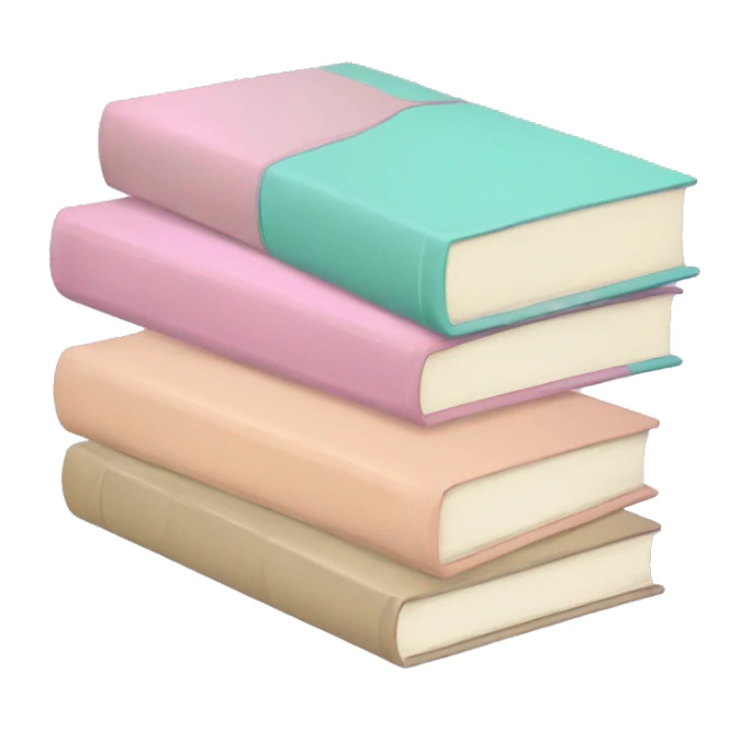 Create an emoji of three books with a pastel color each sticker
