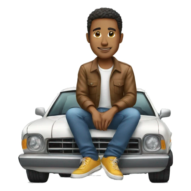 man sitting on top of car sticker