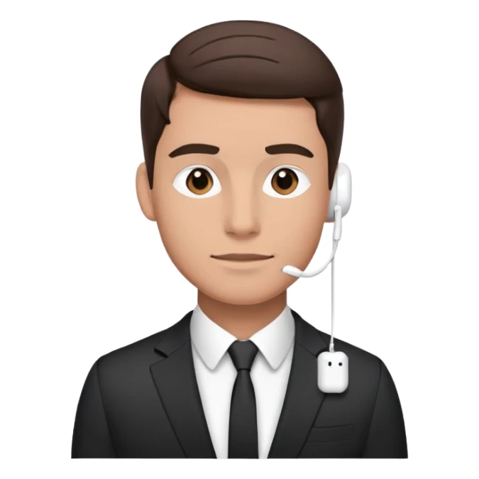 Brunette man in suit with AirPods in sticker