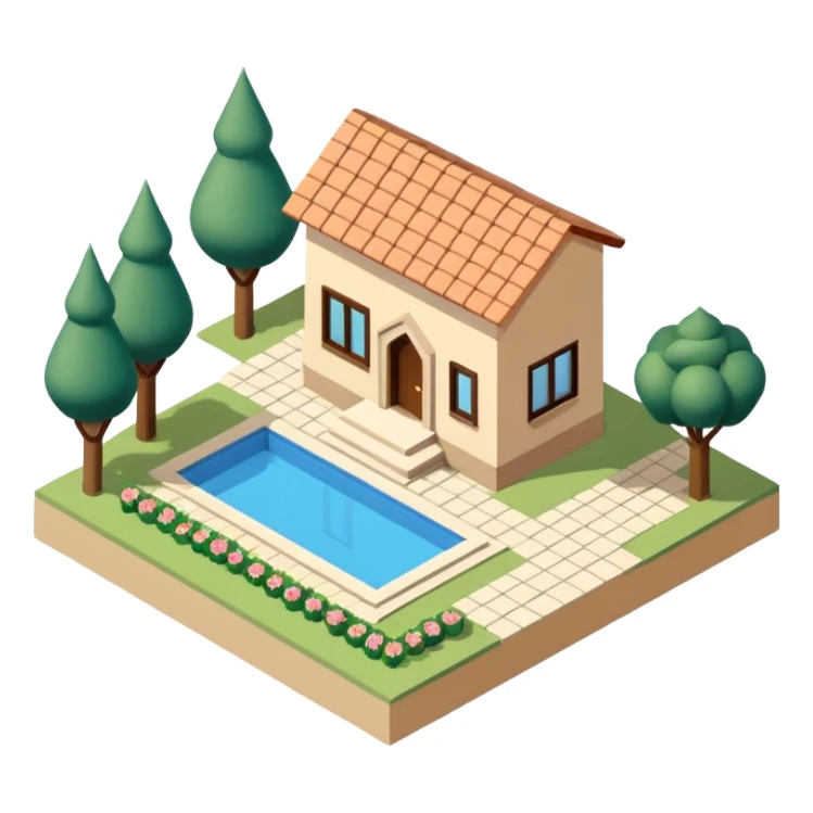 little city and many, small, ordinary, simple, home, Iranian-style, 1980, isometric sticker