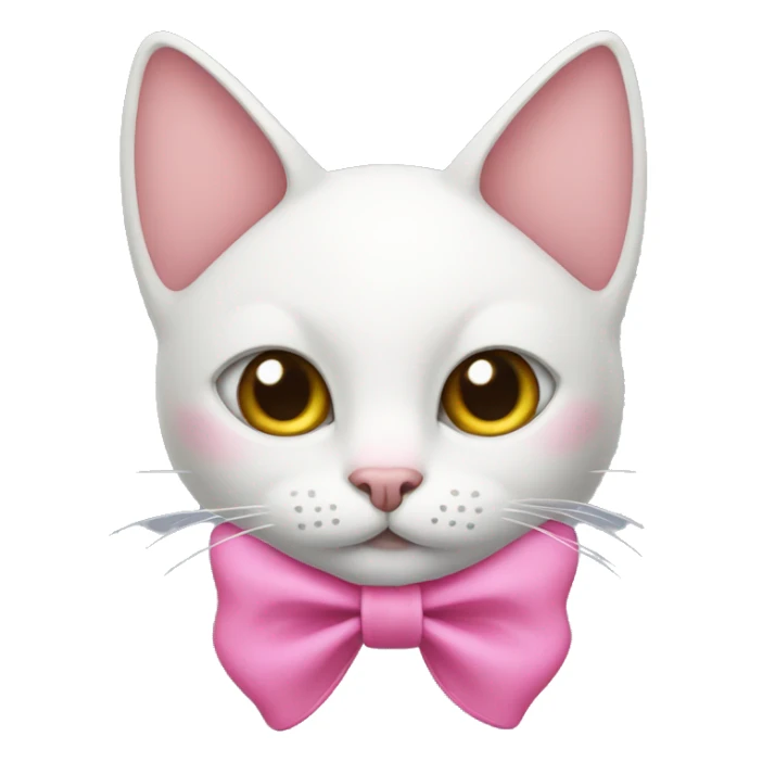 cat with pink bows on right side of ear sticker
