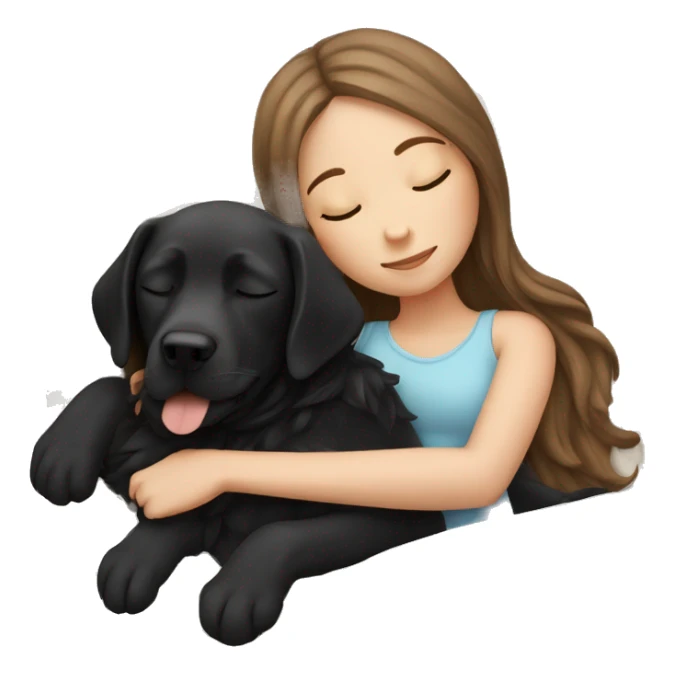 White girl brown long hair sleeping with a black Labrador  sticker