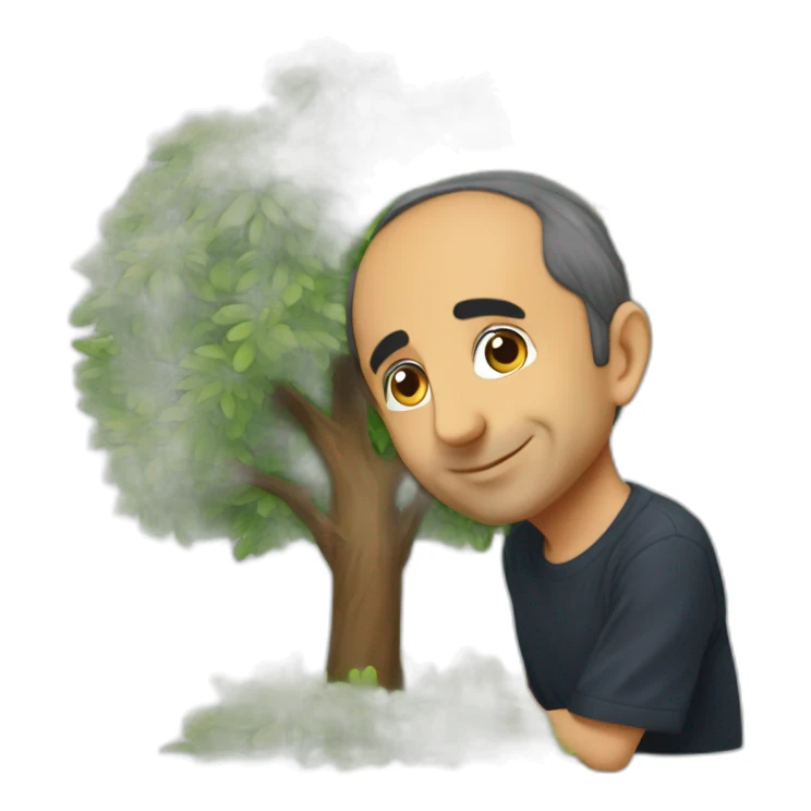 eric zemmour qui fait un calin avec un arbre sticker