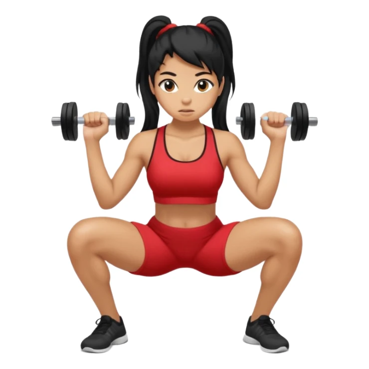 Women with long black ponytail doing a squat with no weights sticker