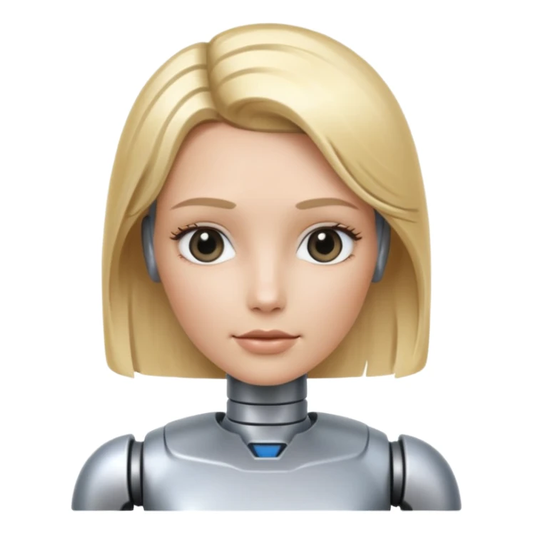 female robot with blond hair more metalic face sticker
