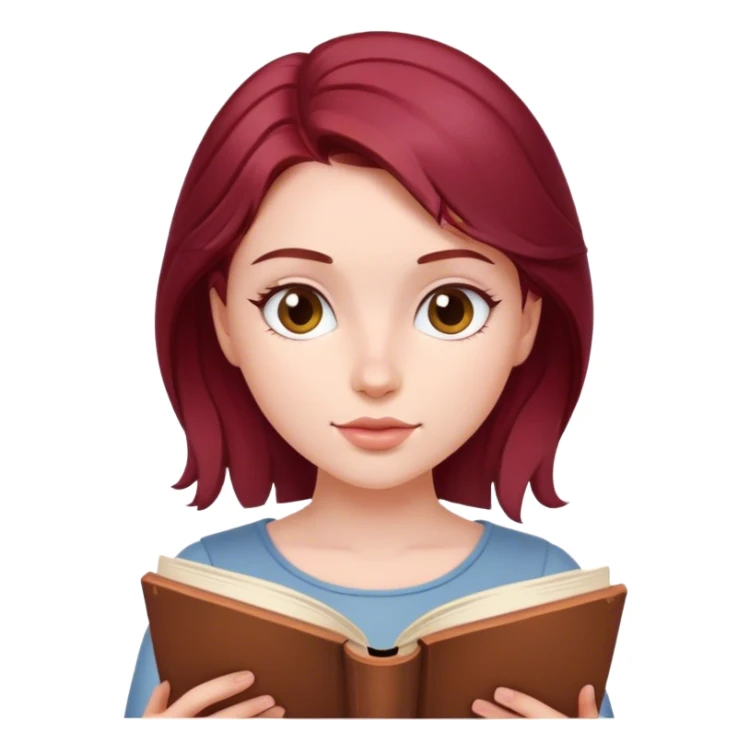 A beautiful, burgundy haired girl reading a book sticker