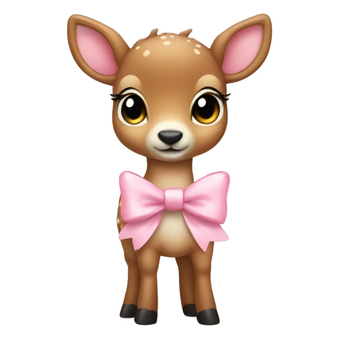 Cute full body deer wearing baby pink bow sticker