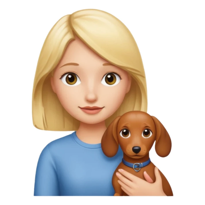 Blonde girl holding dachshund emoji sticker  sticker