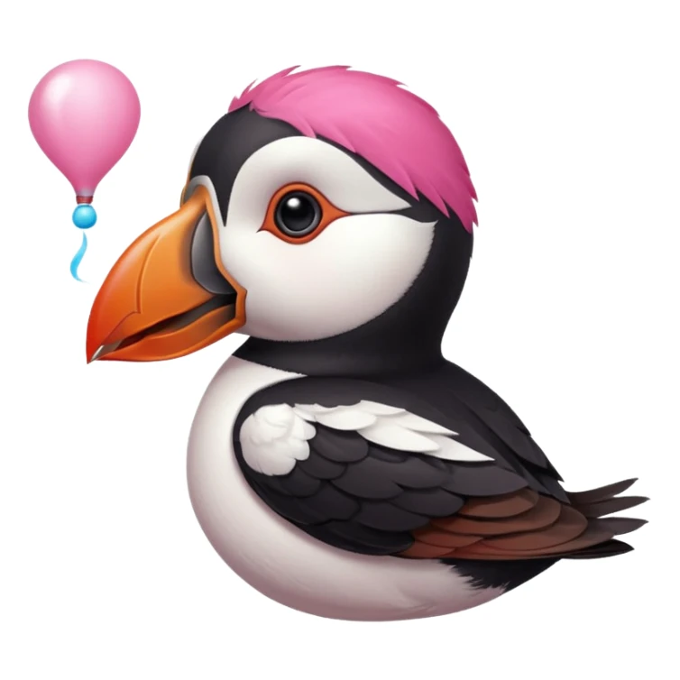 pink puffin blowing hot air from beak sticker