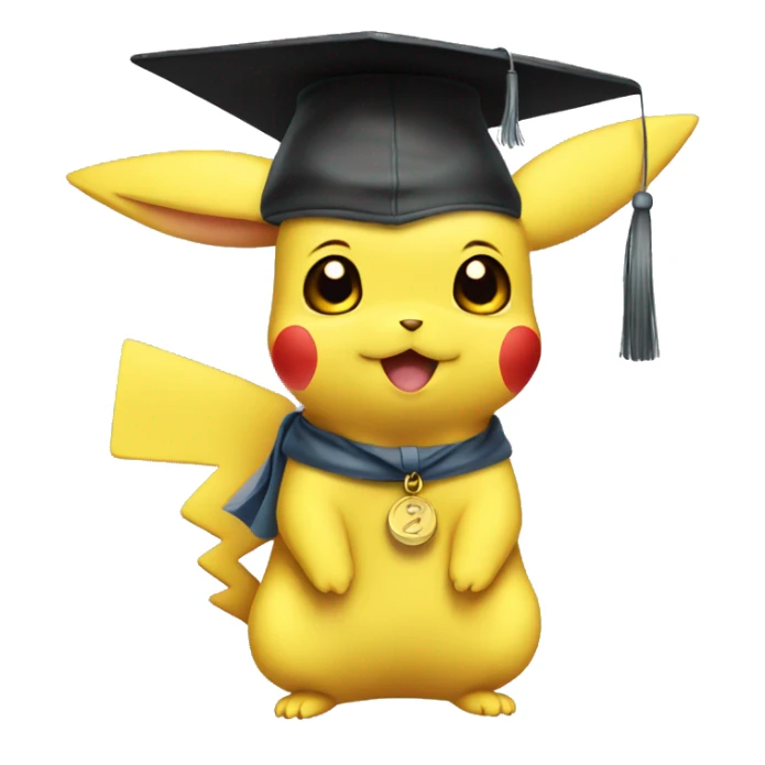 baby pikachu wearing graduation cap sticker