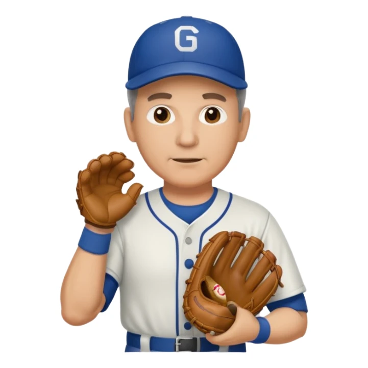 Middle aged Baseball Coach with whistle and a baseball glove sticker