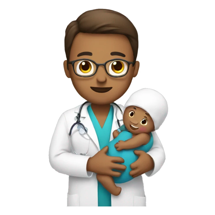 Doctor with a baby sticker