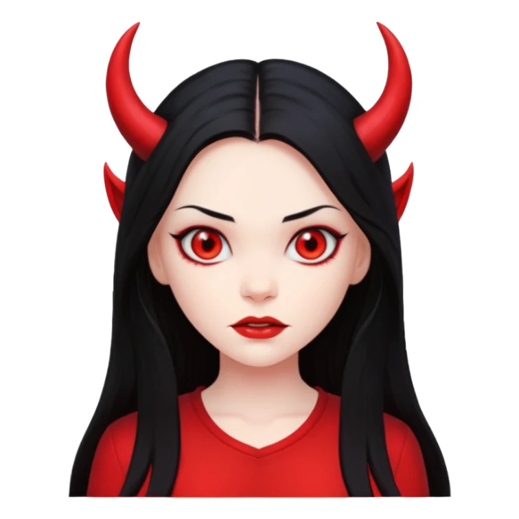 long hair devil girl with shirt sticker