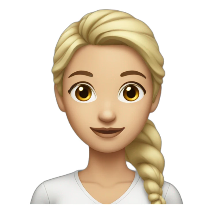 Woman-with-ponytail-grey-eyes-big-forehead sticker