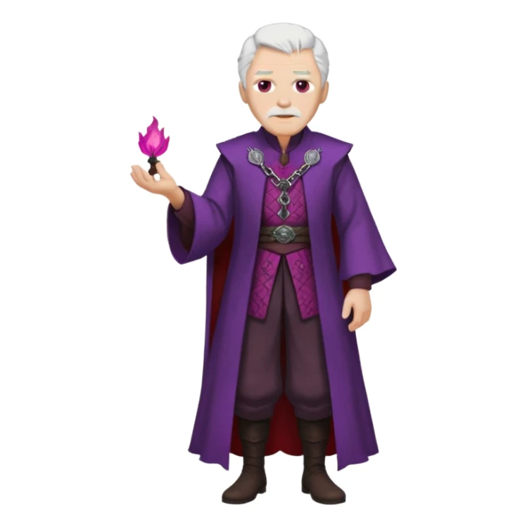 a white haired old man with purple eyes standing, full body, in Targaryen themed clothes, clothes are black and red themed sticker