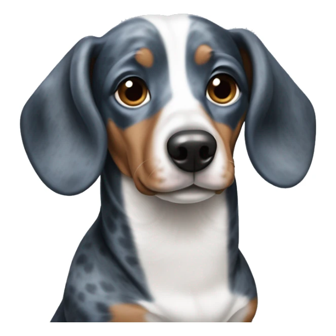 Blue and black and white dapple weiner dog sticker