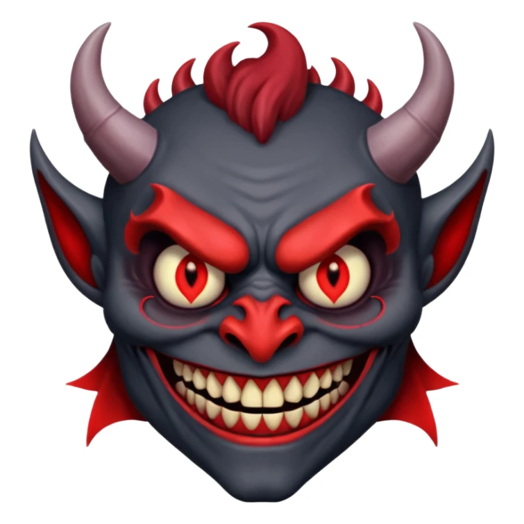 alastor the demon, smiling with his evil red eyes and long evil red teeth, looking evil and demonic and horrible and like a demon. sticker