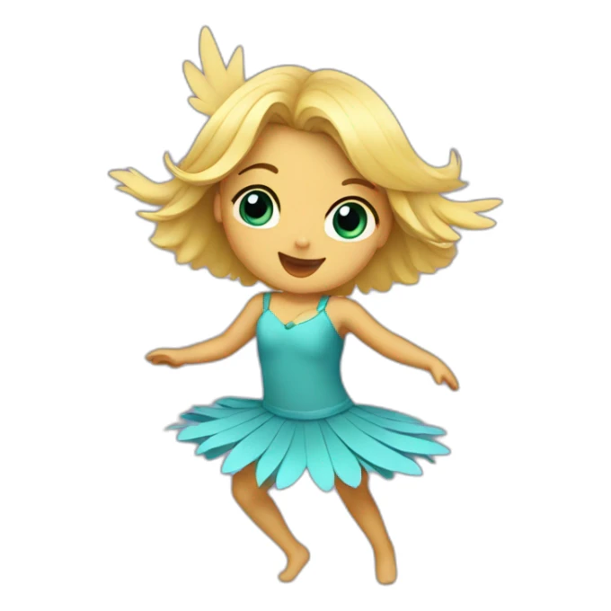 little blonde girl dancing in a bird costume sticker