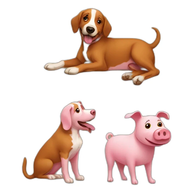 carlos the big brown dog playing with a pig sticker