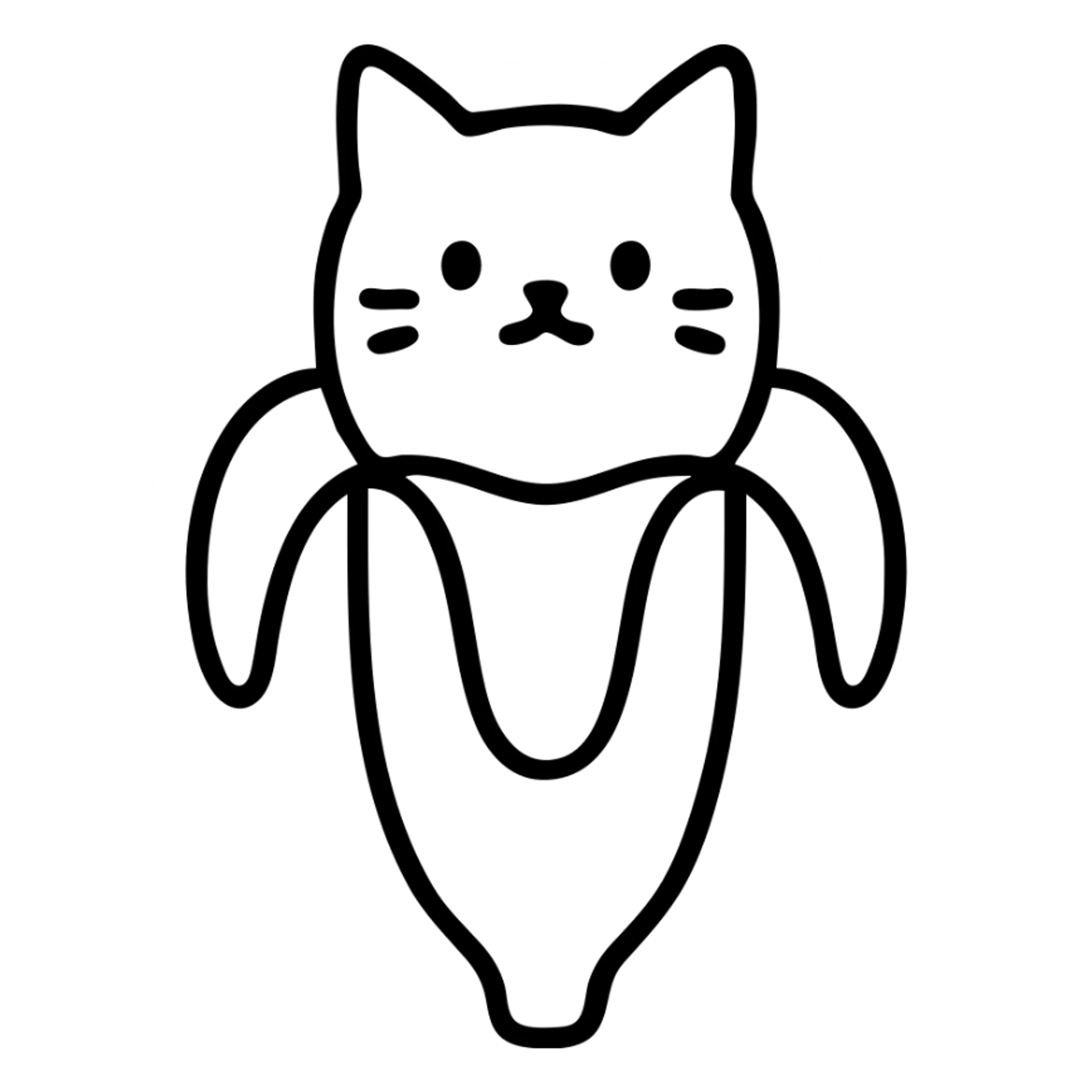 outlined banana cat icon sticker