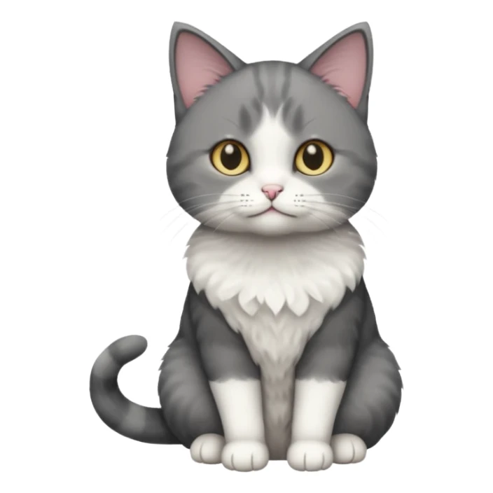 full body small short hair dark grey and white cat sticker