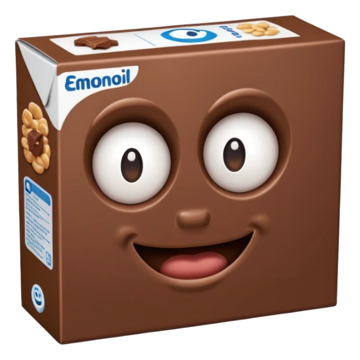 brown chocolate cereal box without eyes and mouth sticker