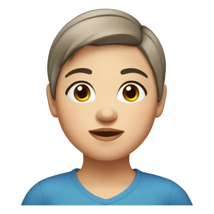 Chubby short hair girl with blue shirt, brown eyes  sticker