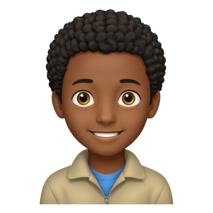 Ethiopian young boy, friendly face, short curly hair sticker