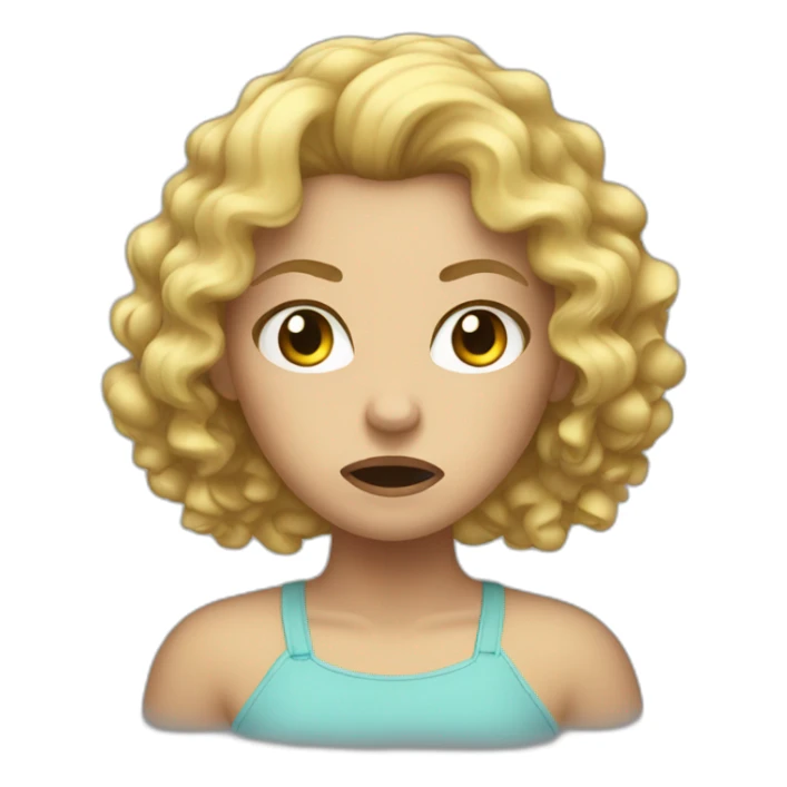 Curly blond girl angry sticker