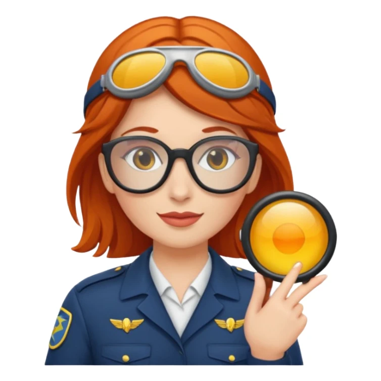 pilote d'avion femme rousse avec lunette de soleil sticker