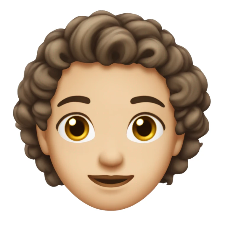 round face, wavy hair, widows peak, almond eyes, medium size eyes, long lashes, bushy eyebrows, sticker
