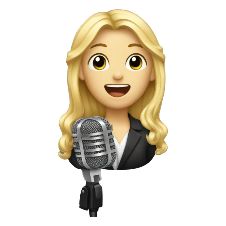 blonde hair emoji singing into lapel mic sticker