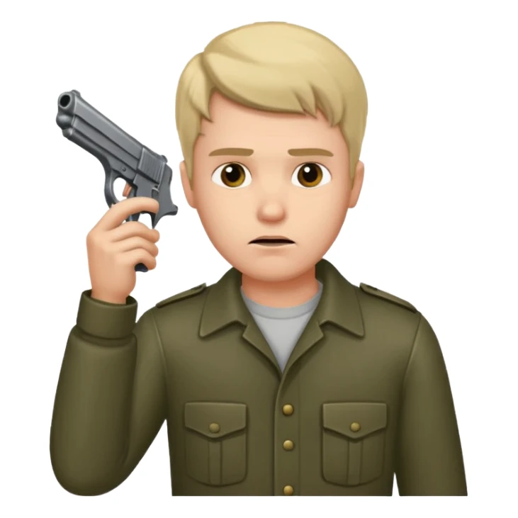 Mann hält sich eine Pistole an den Kopf  sticker