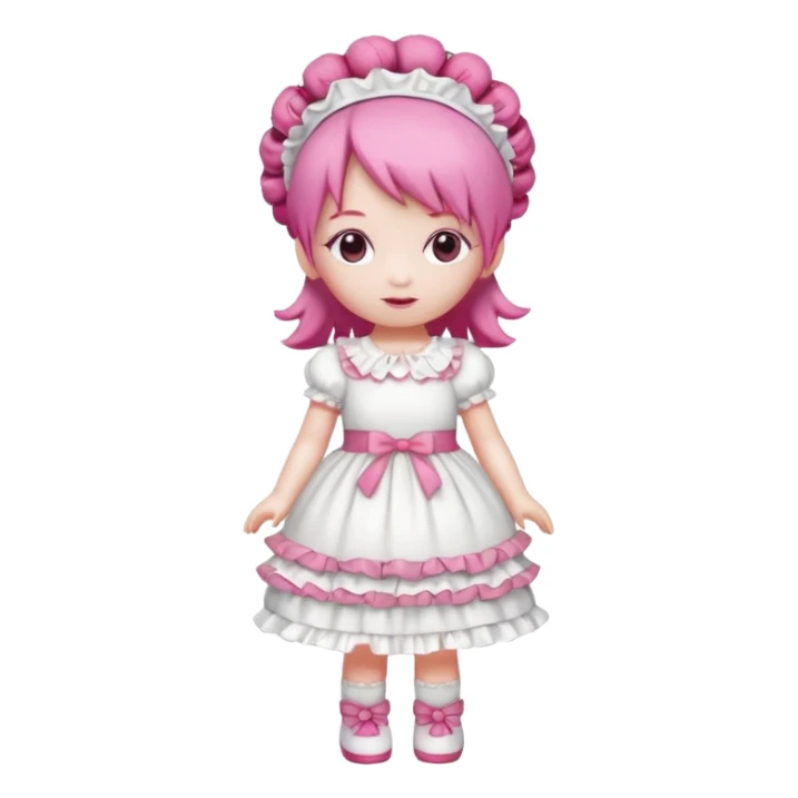 Isolated detaile illustration incredibly raspberry torte doll figurine full body with pink hair and a raspberry hairband sticker